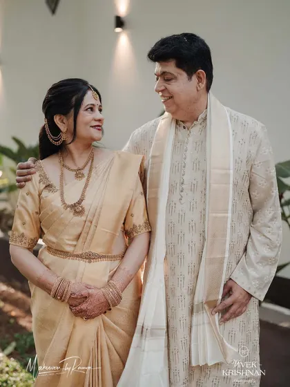 A heartwarming photo of the bride's parents, both styled by my team. It's an honor to help the entire family look and feel their best on such a special day.