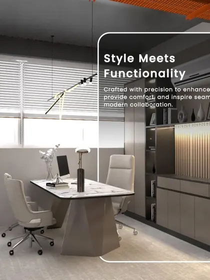 Style meets functionality in this office, crafted with precision to enhance focus and provide comfort for seamless modern collaboration.