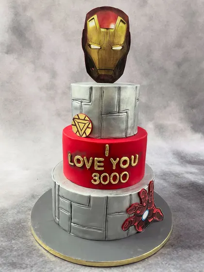 As a huge Marvel fan myself, I poured my heart into this three-tier Iron Man cake for my husband. It's a tribute that says "I love you 3000" and shows my passion for pop culture themes.