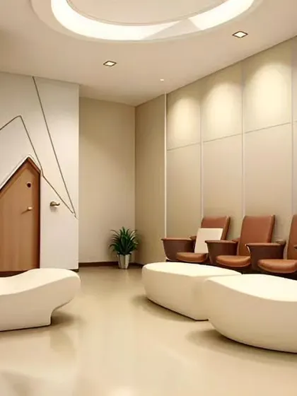 In this minimalist waiting area, we used sculptural, ergonomic seating and a neutral color palette to create a sense of calm and sophistication. The design focuses on clean lines and uncluttered space, ideal for a modern clinic or boutique firm.