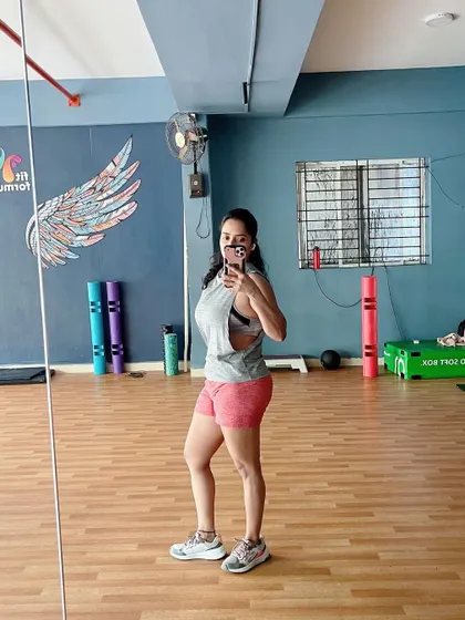 A candid selfie in the studio. It's a space where you can be yourself and focus on your personal growth.