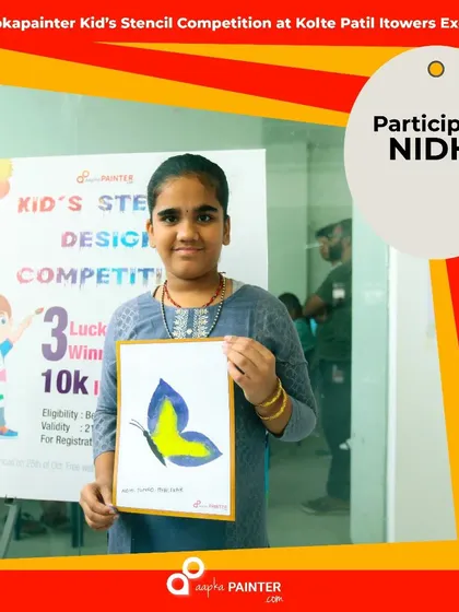 Meet Nidhi, a talented participant in our Navratri Kids Stencil Competition. Her beautiful butterfly artwork brought a splash of colour and creativity to the event.