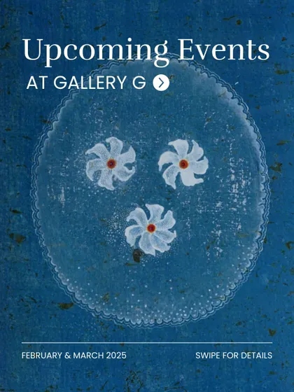 An announcement for our upcoming events in February and March 2025, featuring 'The Masters & The Modern' and the Raja Ravi Varma AR experience.