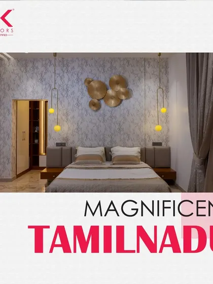 Magnificent Tamil Nadu. We cross borders with the finest finish. This image of a luxurious bedroom showcases our ability to create magnificent interiors that suit regional tastes.