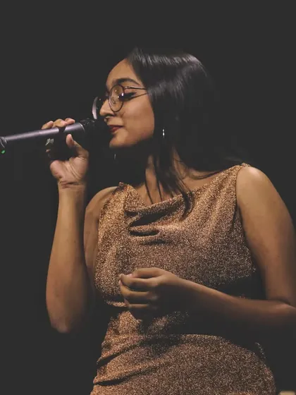 Lost in the song during a performance.