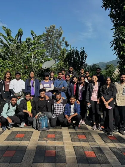 Our group at the homestay, fueled up and ready to take on the Bandaje trek.