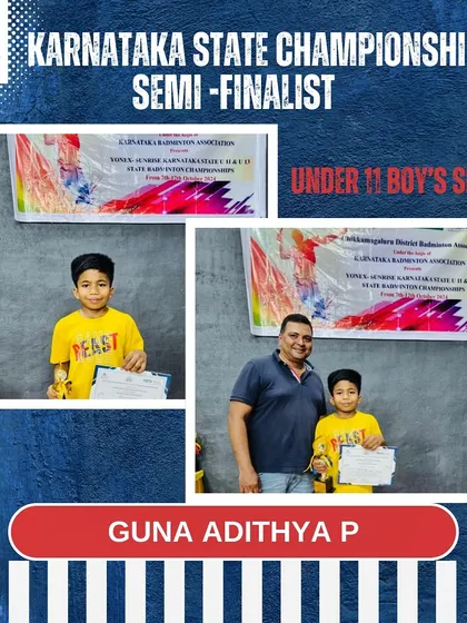 Reaching the semi-finals of the Karnataka State Championship is a huge accomplishment. I congratulate Guna Adithya for his excellent performance in the Under-11 category.
