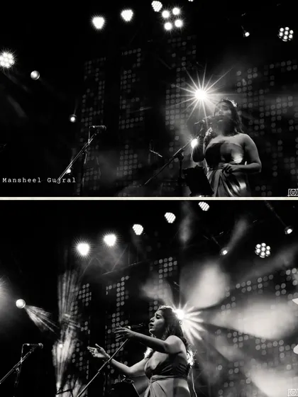 A shot of the live performer, Mansheel Gujral, setting the mood at a 25th-anniversary celebration we planned in Goa.