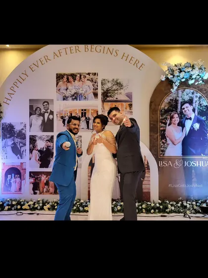 Celebrating with the happy couple at their Christian wedding reception. I adapt my style to suit any kind of wedding, from traditional Indian to modern NRI celebrations.