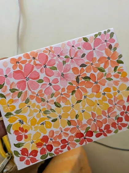 Another view of my floral practice, showing the texture of the watercolor paper. Using good quality paper makes a huge difference in your painting experience.
