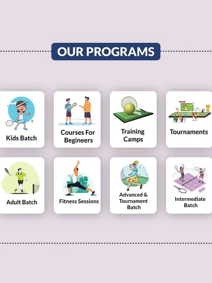 An overview of the comprehensive programs we offer in partnership with Springfield World School, Vidisha, including batches for kids, adults, beginners, and advanced tournament players.