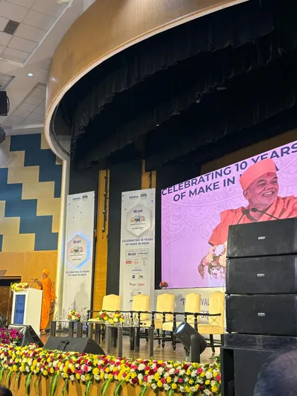 A wide shot of the stage during the Make in India 10-year celebration. Hosting such events involves coordinating with multiple stakeholders and adhering to a strict run-of-show.