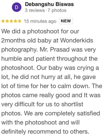 Hearing from happy parents is the best part of my job. This review highlights my patient approach, which is so important when working with little ones, ensuring a calm and successful photoshoot for everyone.