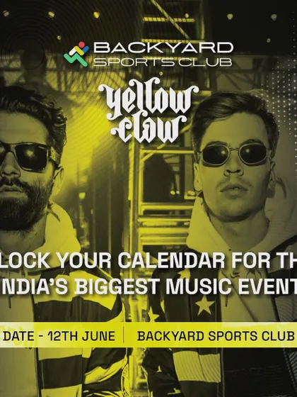 We bring global music sensations to Gurugram. This poster announces an upcoming event with the internationally acclaimed DJ duo, Yellow Claw.