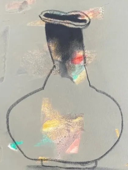 A cropped version of Samir Aich's still life, focusing on the abstract composition and texture. This highlights how contemporary artists can transform everyday objects into compelling works of art.