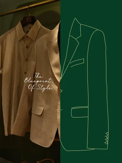 The blueprint of style. This graphic illustrates how a garment goes from a technical sketch to a finished product, emphasizing that true style starts with a flawless foundation.