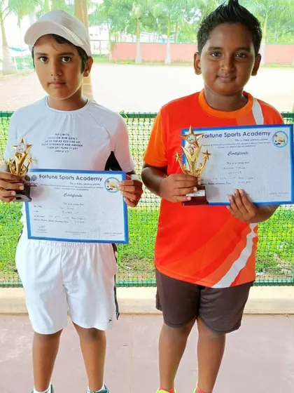 The Boys U10 winner and runner-up proudly display their certificates and trophies. Our U10 events are designed to introduce children to competitive play.