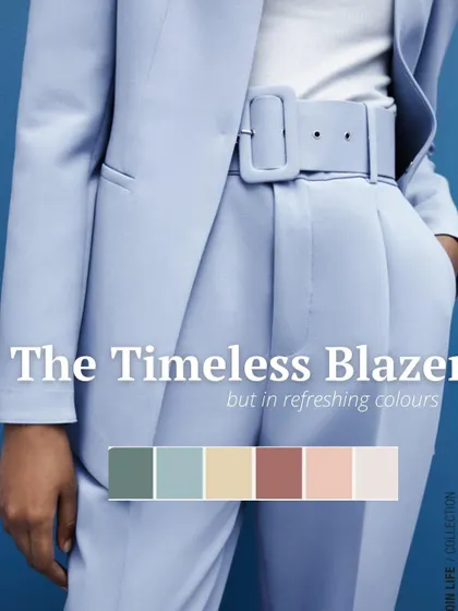 A duplicate view of the timeless blazer in a refreshing, modern color.