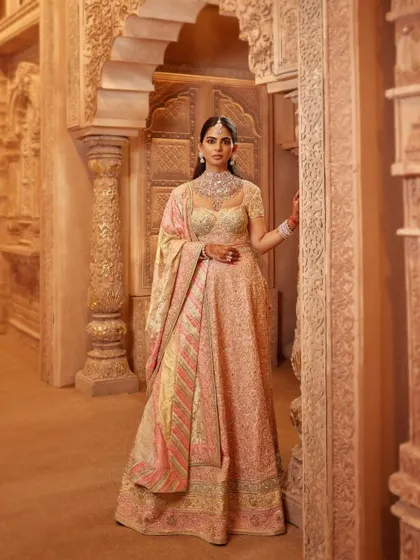 A moment of pure elegance. Here, I styled a client in a breathtaking Abu Jani Sandeep Khosla anarkali. My work often involves collaborating with India's top designers to source the perfect couture piece for a high-profile event.