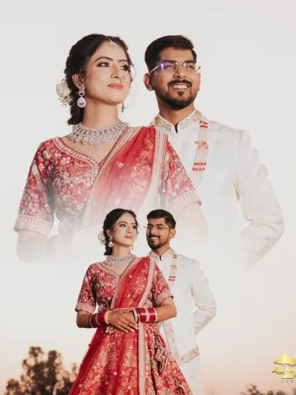 A creative collage from a post-wedding shoot, blending different artistic shots.