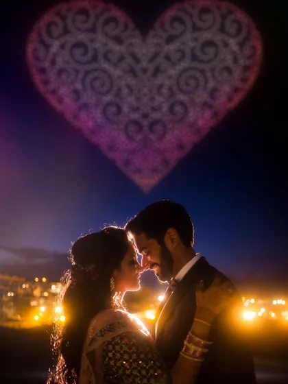 I create perfect photo opportunities that you will cherish forever. Imagine posing with your partner under a massive, intricately designed heart that I've custom-made just for you, turning the night sky into your personal romantic canvas.