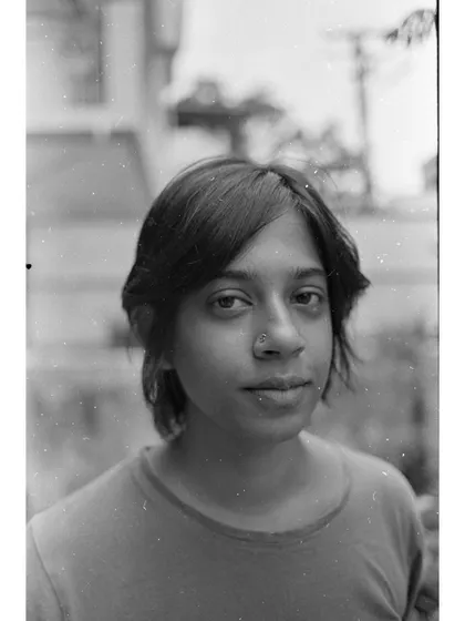 A beautiful film portrait with a soft focus and visible grain, characteristics that many artists love about the analog medium.