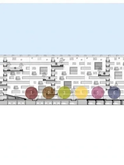 A diagram comparing a conventional approach to amenities with our activity-centric design. By spreading activities across floors, we make the entire building a vibrant hub.