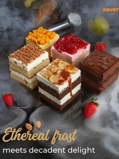 A stunning group shot of our various ice cream cakes, showcasing the variety of flavours I offer to make your summer extra special.
