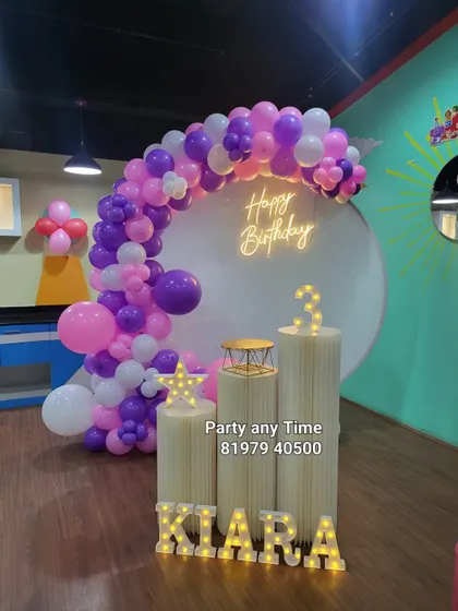 Another view of the 3rd birthday setup, showing the light-up number and name.