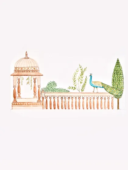 The original watercolor illustration painted by the groom, which served as the inspiration for the entire wedding suite. I love collaborating with couples to incorporate such personal touches into their stationery.