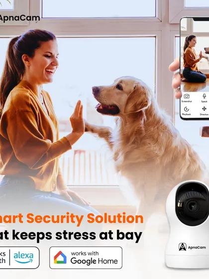Our smart security solution works with Alexa and Google Home to keep stress at bay. It's perfect for checking in on your pets and ensuring they're happy and safe.