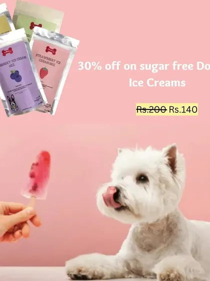 Take advantage of our summer sale with 30% off on sugar-free Doggie Ice Creams. Made with coconut milk powder and natural fruit powder, they are a healthy treat suitable for dogs over 6 months.
