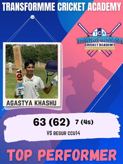 Agastya Khashu's well-played 63 runs in the U-14 tournament.