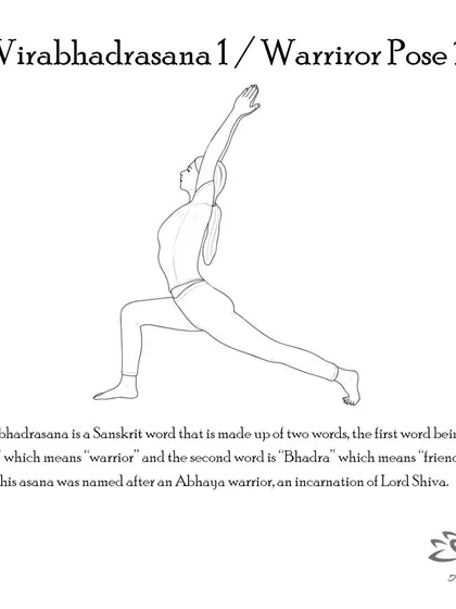 Virabhadrasana 1 (Warrior 1 Pose) strengthens the shoulders, arms, legs, and back, while also improving balance and concentration.