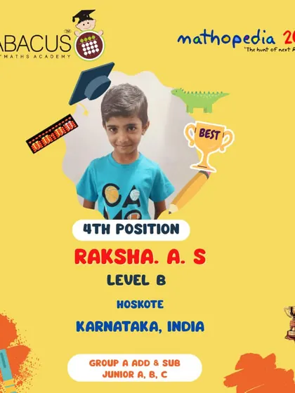 Raksha A S from Hoskote, Karnataka, a 4th Position winner.