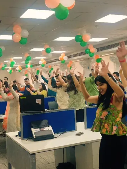 This is the vibe during a festival celebration at Yes Bank. My corporate sessions are a perfect, healthy addition to any special occasion, from Independence Day to company milestones, promoting team building through the joy of dance.