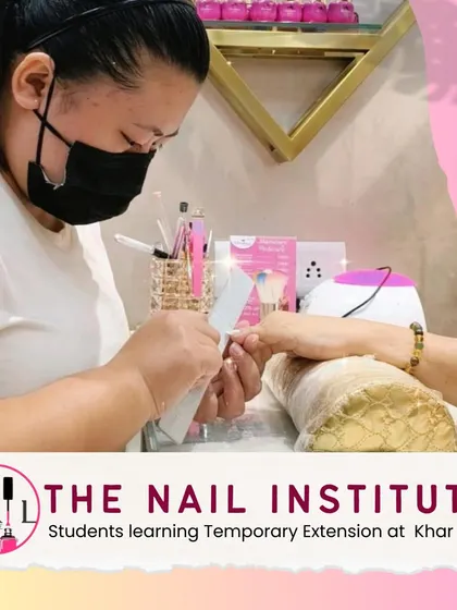 At our Khar branch, a student practices applying temporary extensions, a quick and popular service to learn.