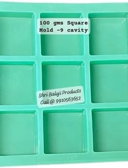 The 9-cavity square mold is a customer favorite. It produces perfectly shaped 100-gram bars that are easy to stamp, wrap, and sell.