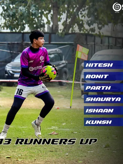 A graphic celebrating the U13 runners-up, highlighting the players who made it happen.