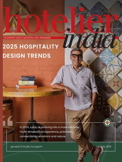 Our principal, Amit Arora, was featured on the cover of Hotelier India, sharing insights on 2025 hospitality design trends. The feature discusses the shift from opulence to well-being, with a focus on biophilic design, emotional connection, and personalized experiences.
