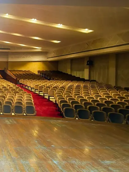 The interior of the Nehru Centre Auditorium, a space we designed to host major cultural and public events. The expansive stage and tiered seating reflect our focus on creating functional and impactful public gathering spaces.