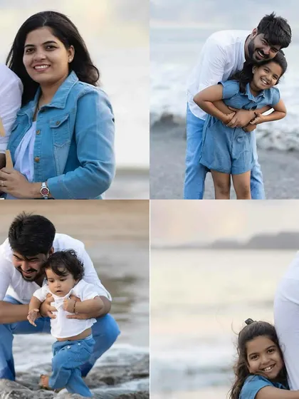 More beautiful memories from a family beach day, highlighting the loving connections between parents and children, and siblings.
