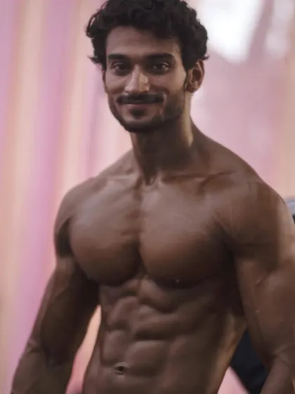 A candid shot from a competition, showing the physique in a relaxed but confident stance. This is the look of someone who has put in the work.