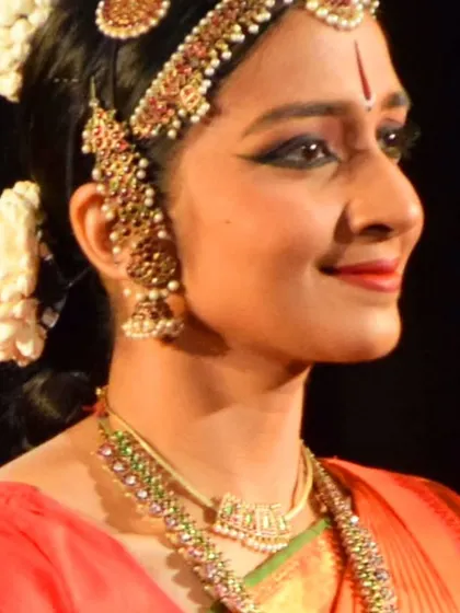 A beautiful close-up of my student Ramya Suresh during her performance in New Delhi. Her expressive face captures the essence of the story.