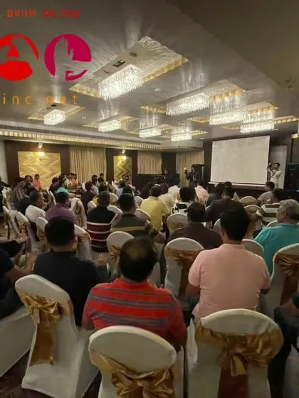 Here, our facilitator Neha leads an interactive session in a conference hall setting. We work with your event layout to ensure the drumming activity integrates seamlessly while delivering maximum impact.