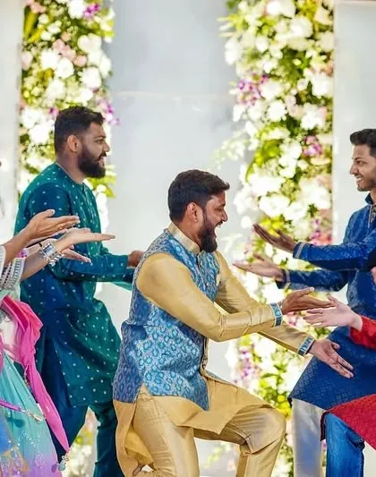 A fun, interactive performance by the groom and his friends. We love creating choreography that is playful and engaging.