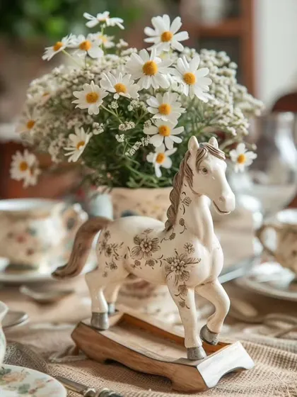 A vintage-style horse figurine as part of a tablescape. These small, artistic props are what make my event styling unique and memorable.