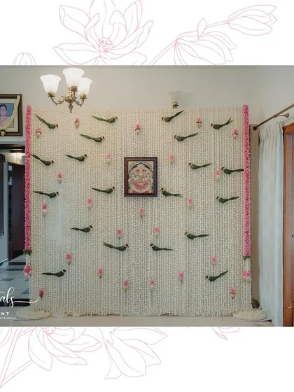 A wider view of the tuberose backdrop, showing how it transforms a simple room into a sacred and enchanting space.