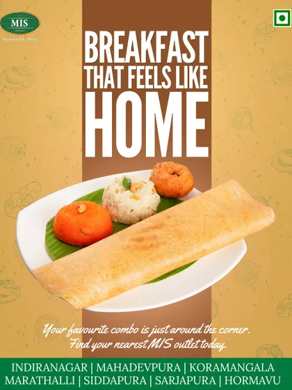Breakfast that feels like home. This combo plate is just like what Amma would make, designed to fill not just your stomach, but your soul too.