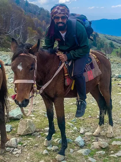 A duplicate of my photo with the horse, Badal, in Kashmir.